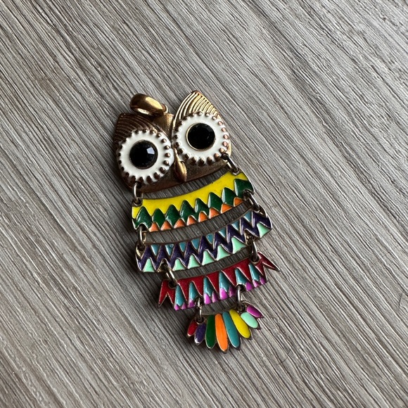 Metal Owl Pendant - Multi-Colour, 2” - Picture 6 of 7